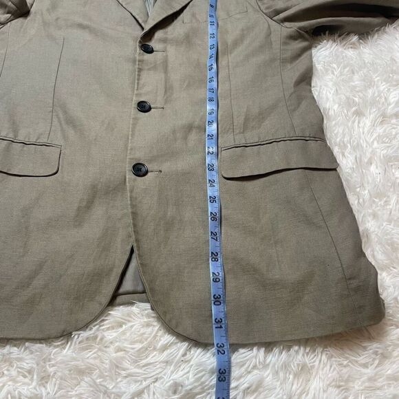 Banana Republic Jacket Blazer Linen Cotton Tan Beige Size 42R Sport Coat - Picture 7 of 11